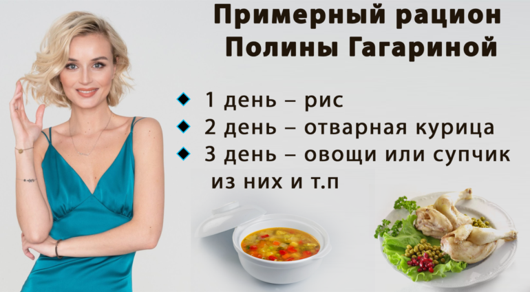 Похудение полины гагариной, ее диета и меню на каждый день