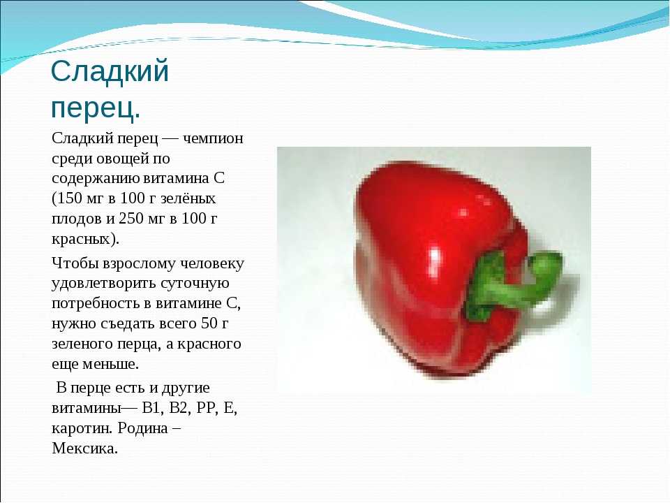 Сколько калорий в болгарском перце разных сортов?