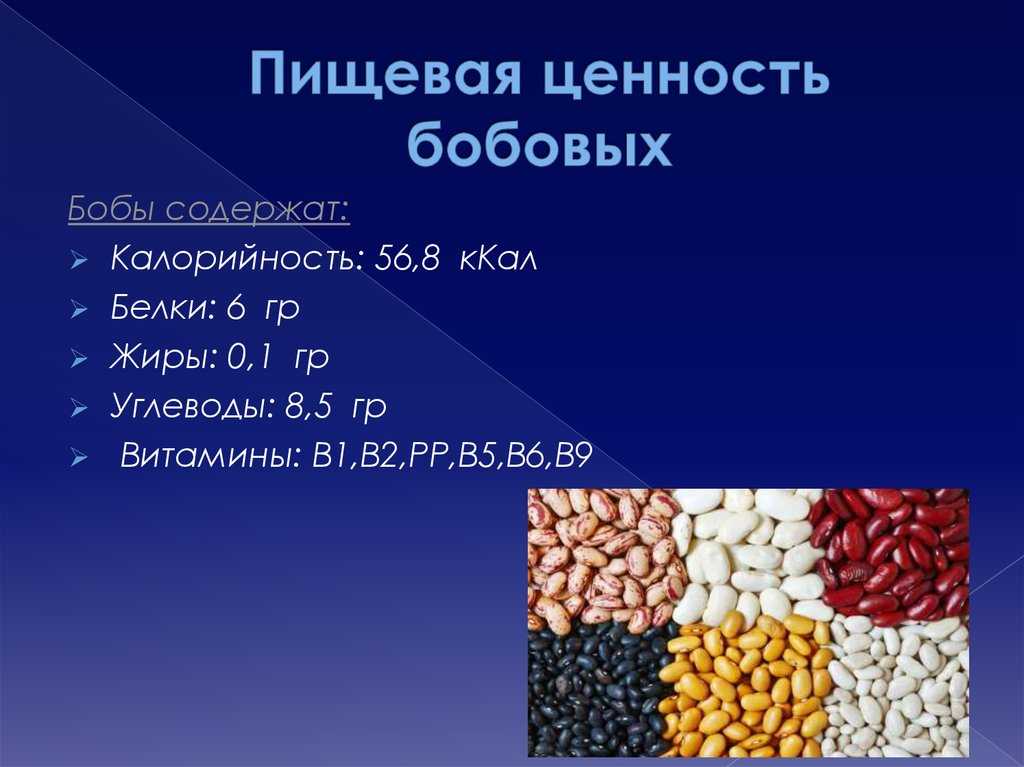 Всё о калорийности и составе разных видов фасоли: бжу, витамины, ги